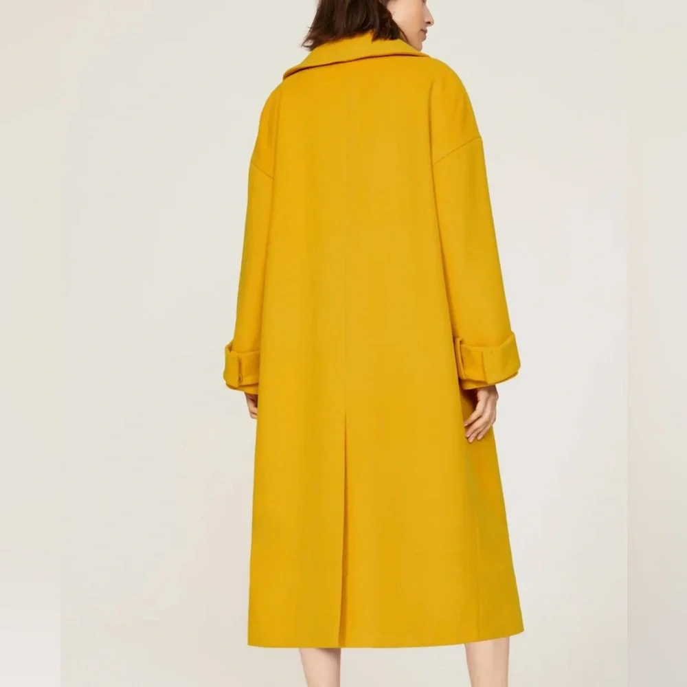 NWOT Marina Moscone × RTR Yellow Wool Blend Cocoon Coat - Picture 2 of 12